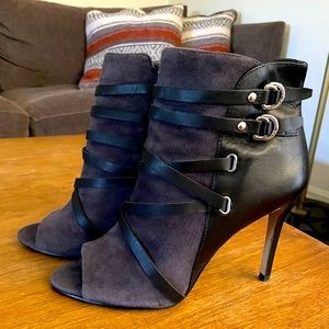 Ivanka Trump Suede/Leather Open-toe Booties